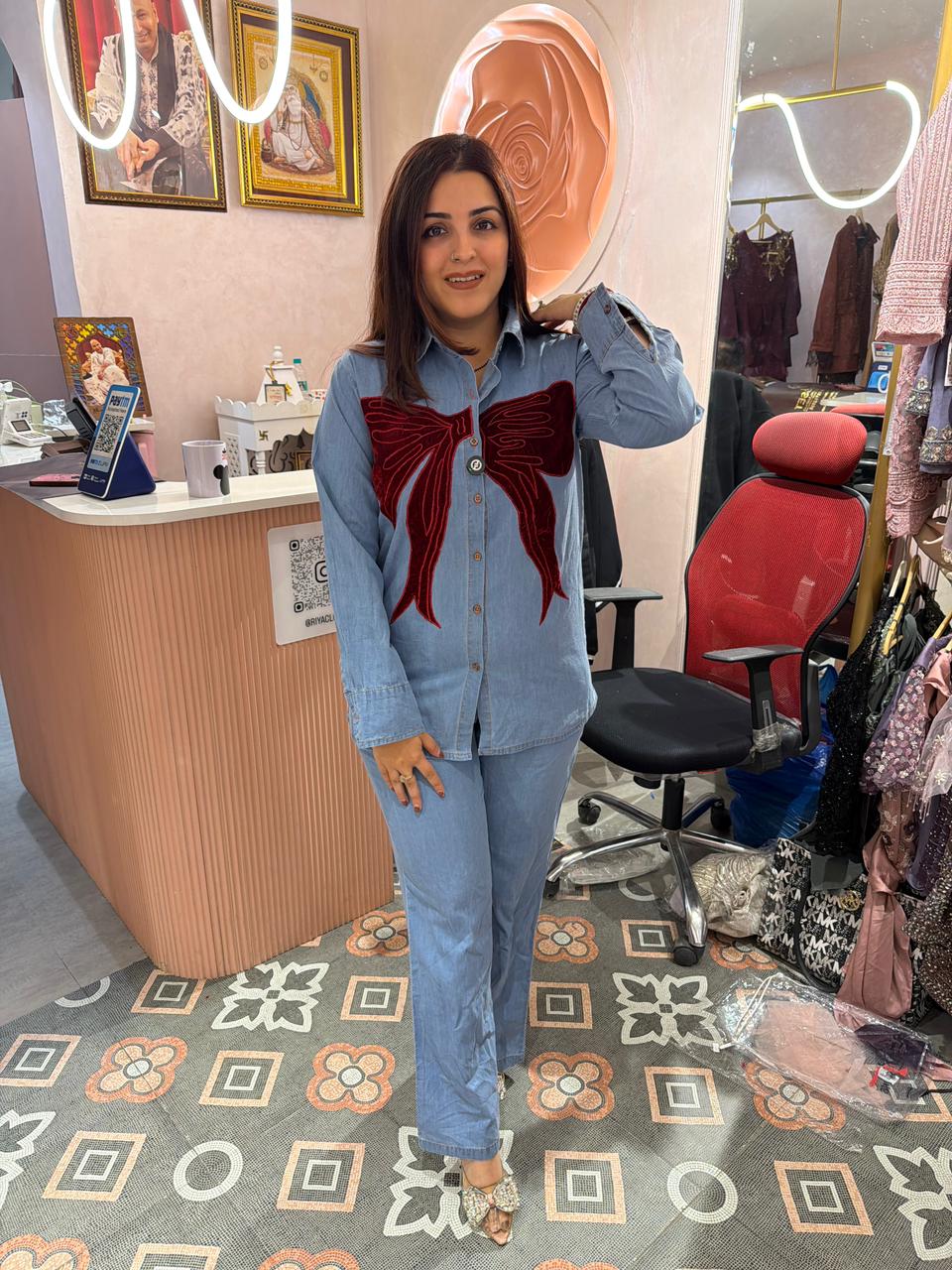 Bow Denim Co-ord Set