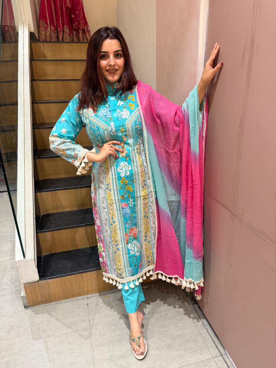 Aqua Blossom Grace Suit Set