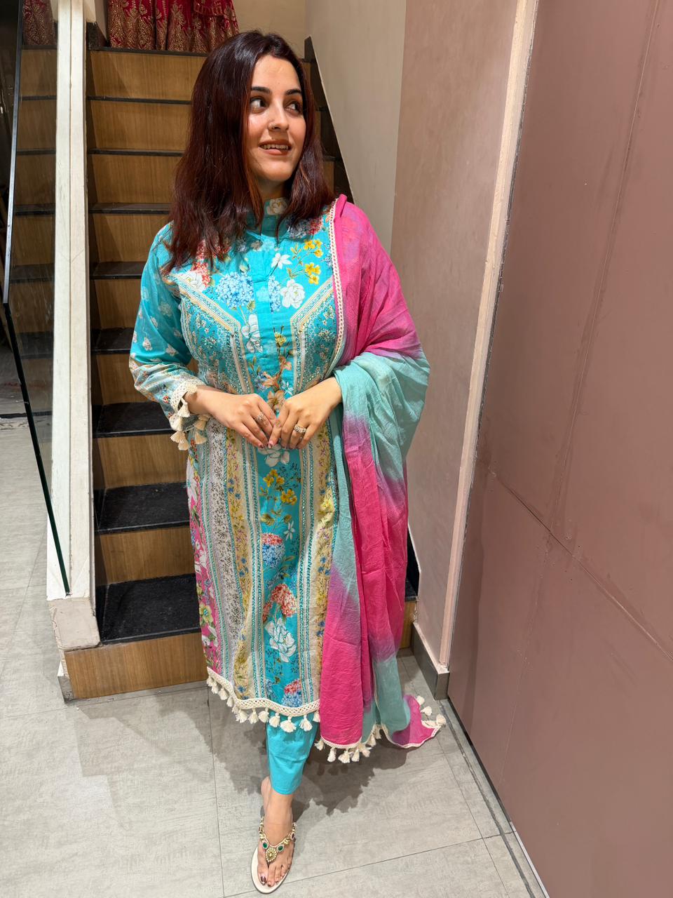 Aqua Blossom Grace Suit Set