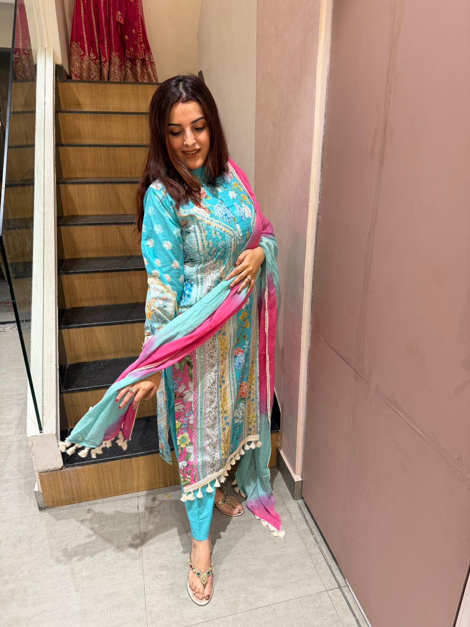 Aqua Blossom Grace Suit Set