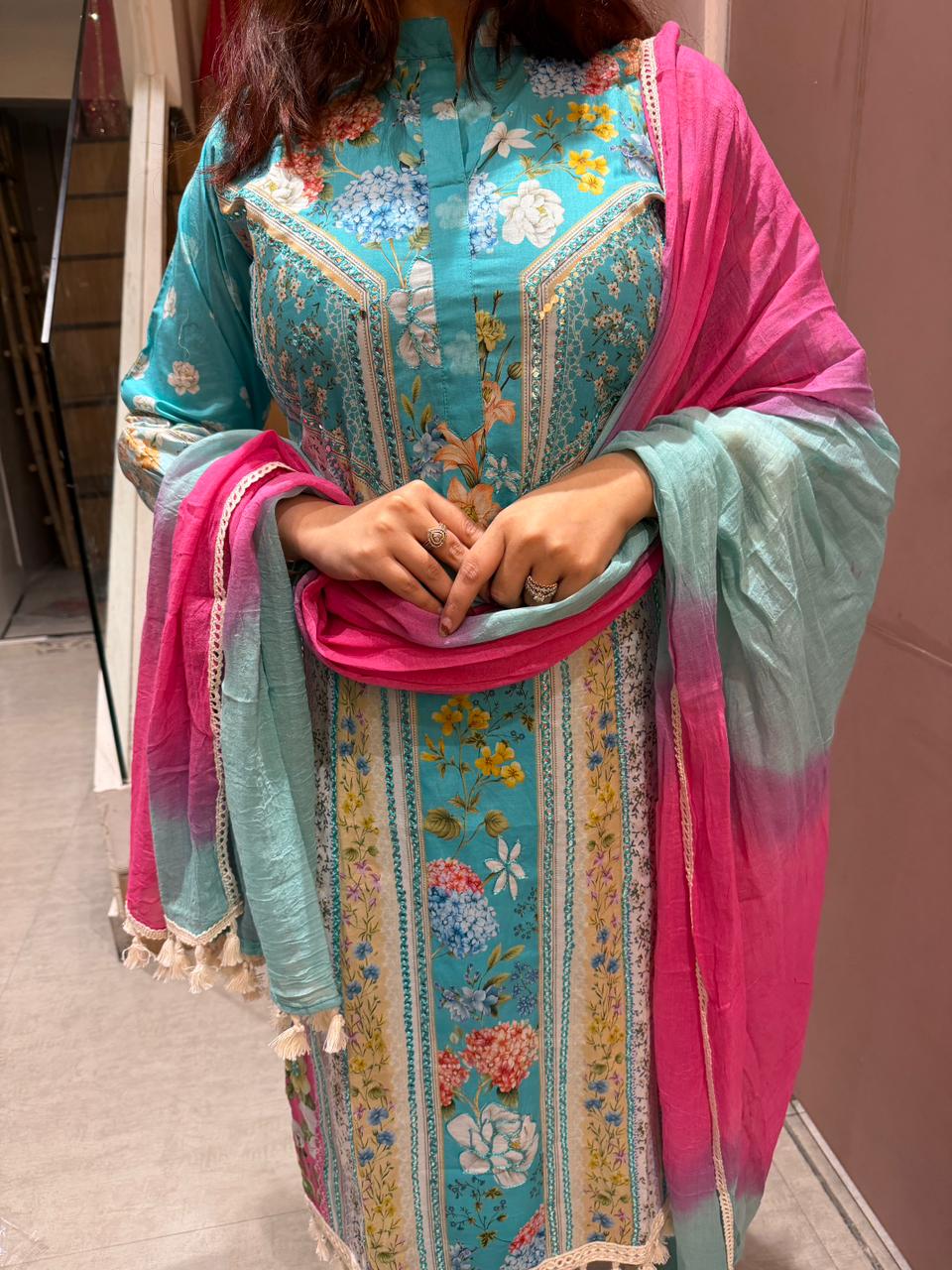 Aqua Blossom Grace Suit Set