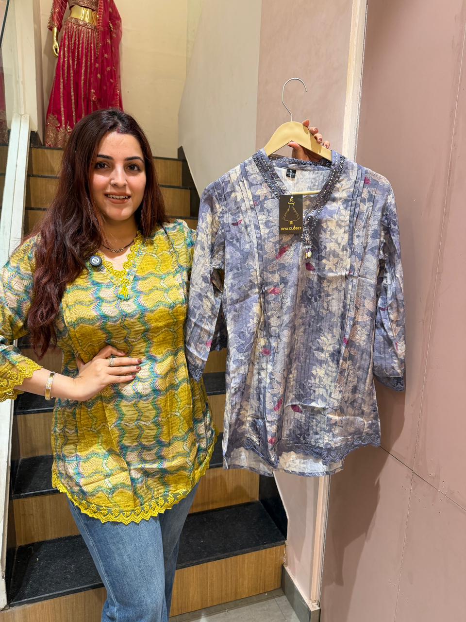 Sunlit Mosaic Lace Kurti Top