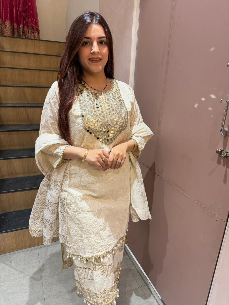 Sufia Mirror Embroidered Suit Set