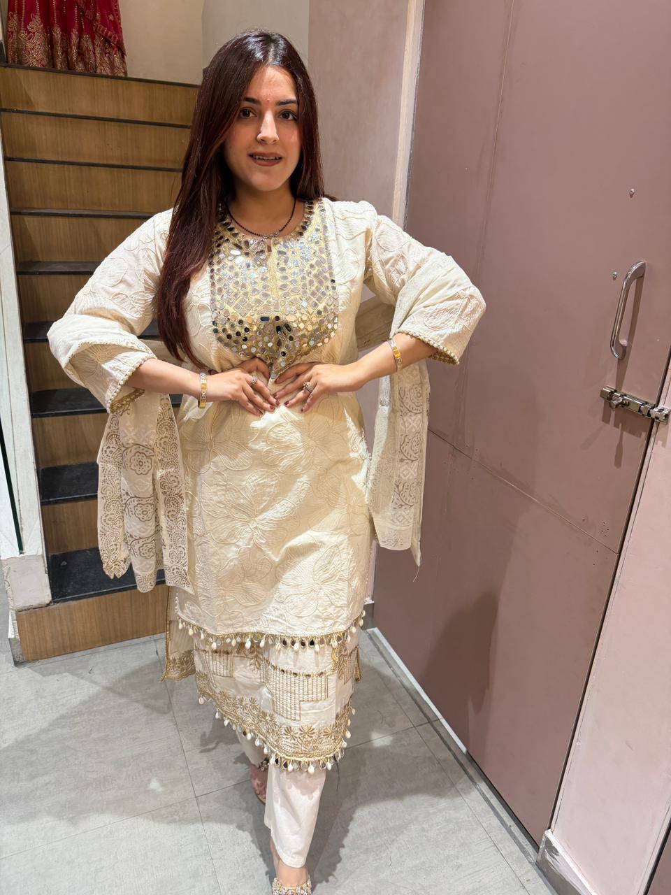 Sufia Mirror Embroidered Suit Set