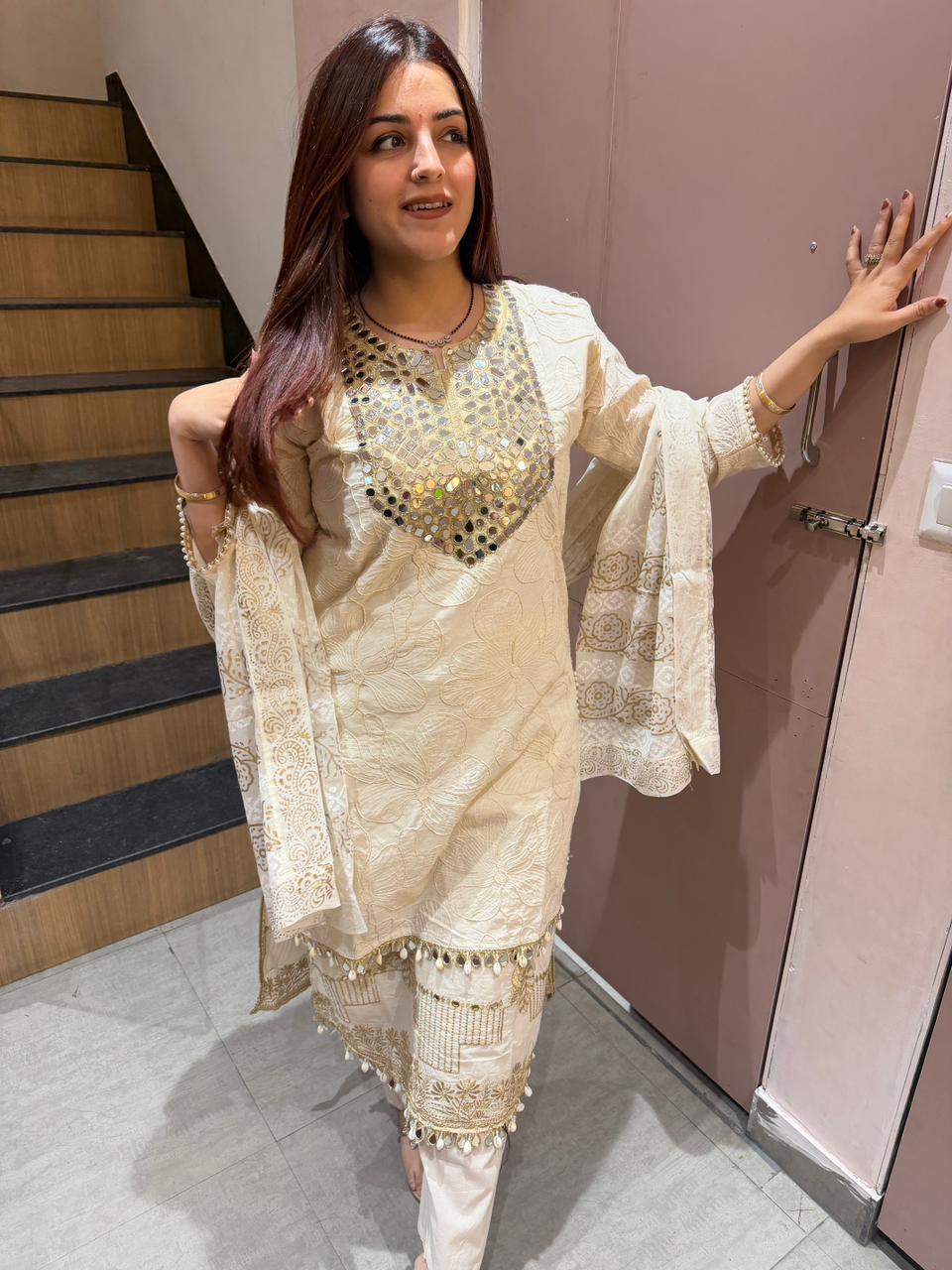 Sufia Mirror Embroidered Suit Set