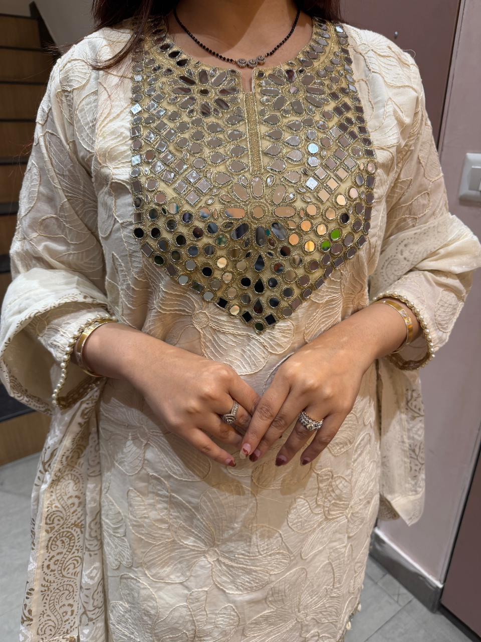Sufia Mirror Embroidered Suit Set