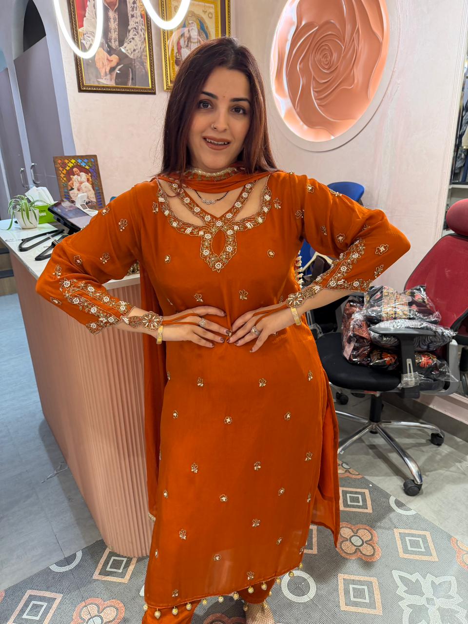 Manu Royal Sapphire Embellished Suit Set