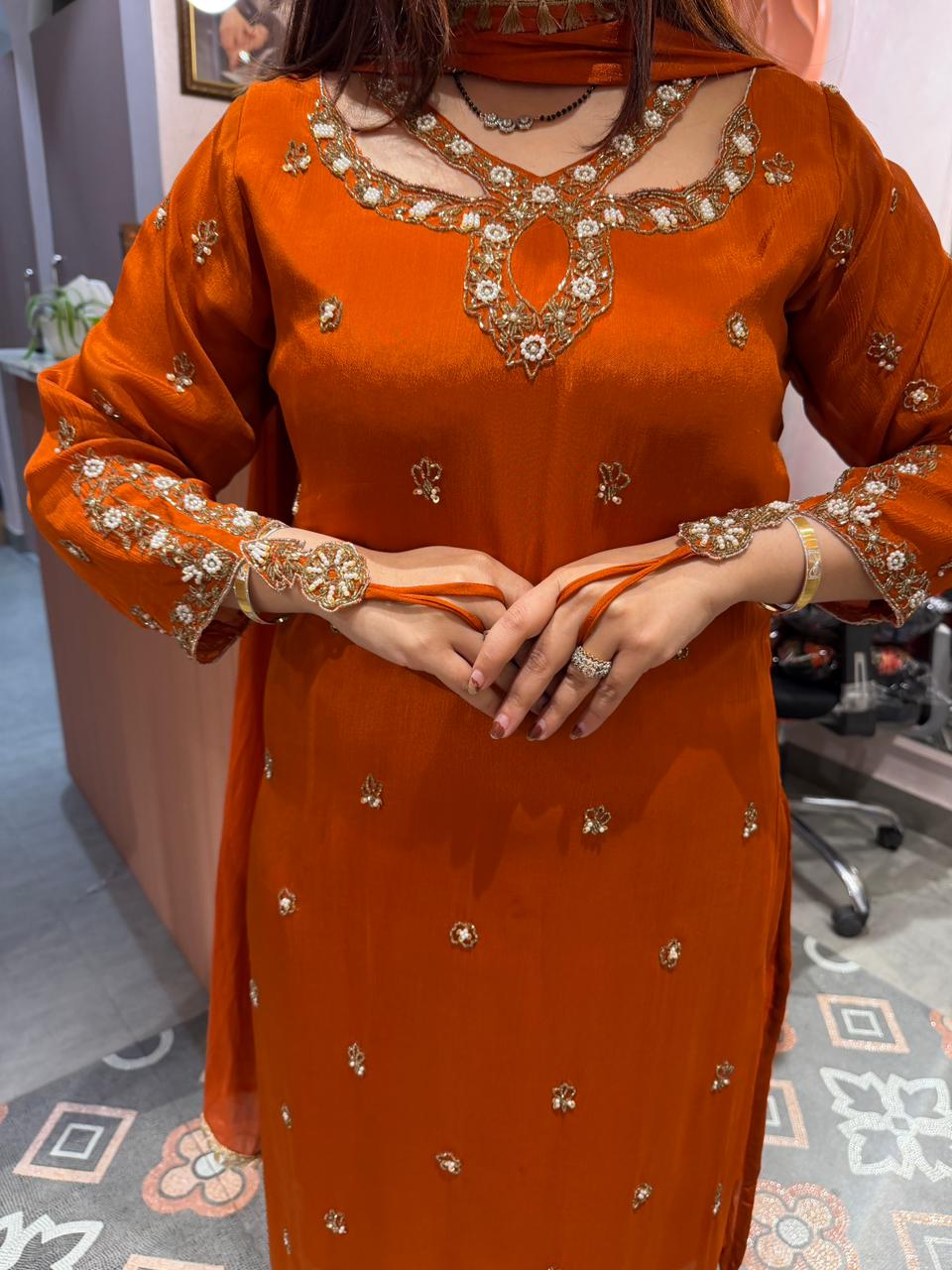 Manu Royal Sapphire Embellished Suit Set