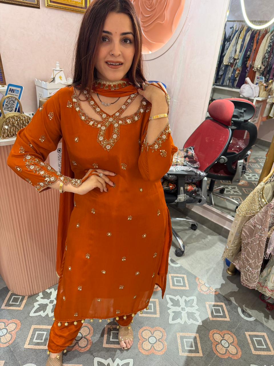 Manu Royal Sapphire Embellished Suit Set