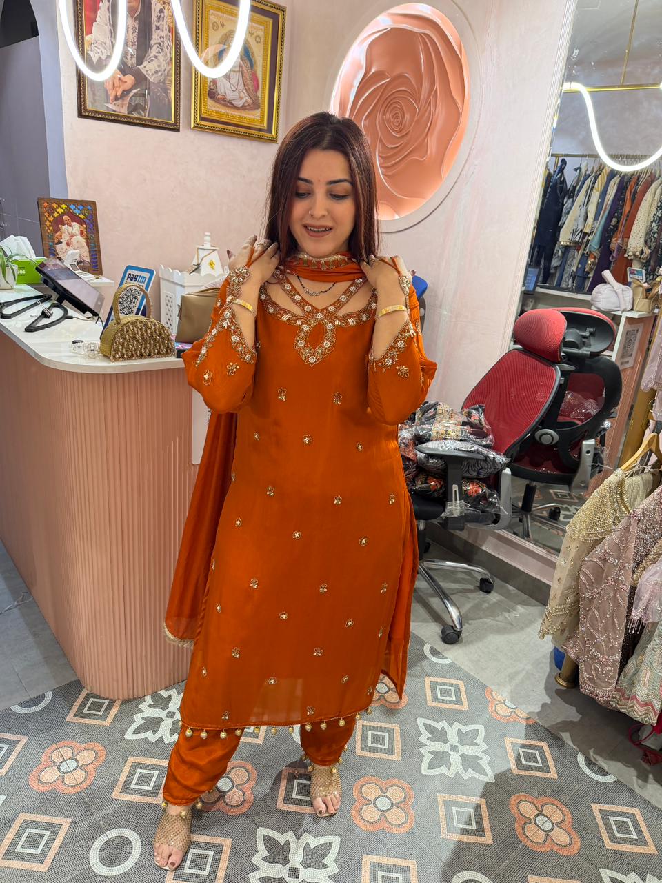 Manu Royal Sapphire Embellished Suit Set