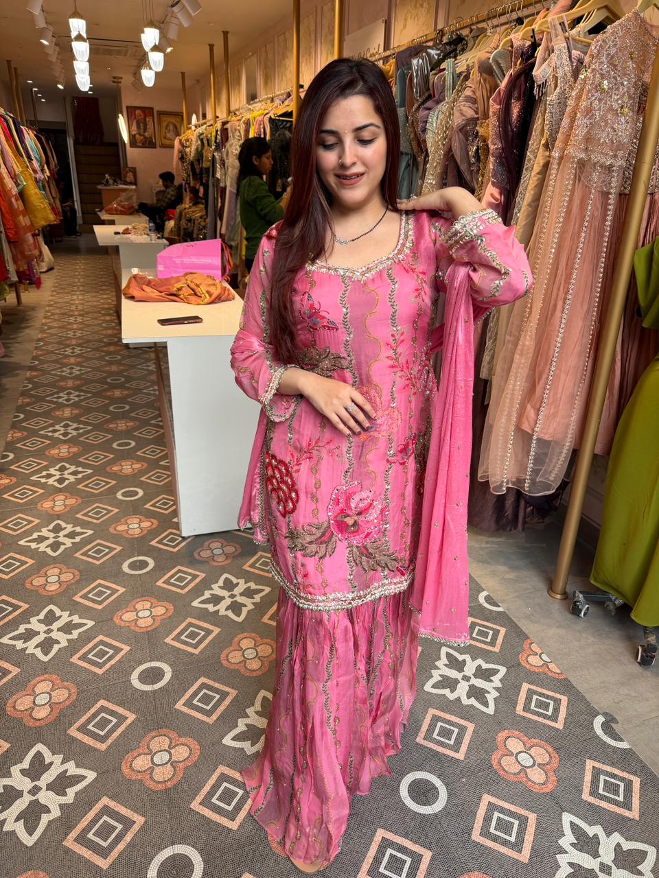 Butterfly Embroidered Sharara Set