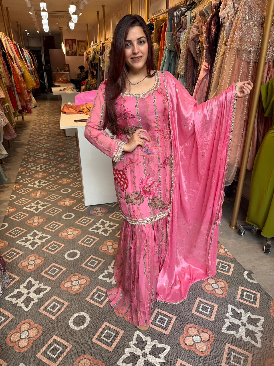 Butterfly Embroidered Sharara Set