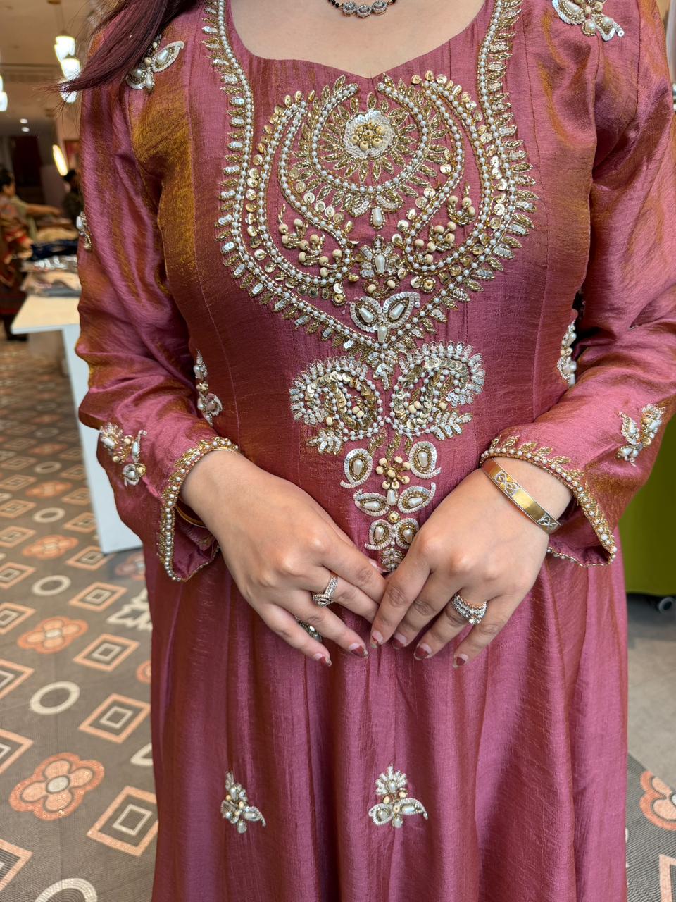 Rosewood  Embroidered Anarkali Set