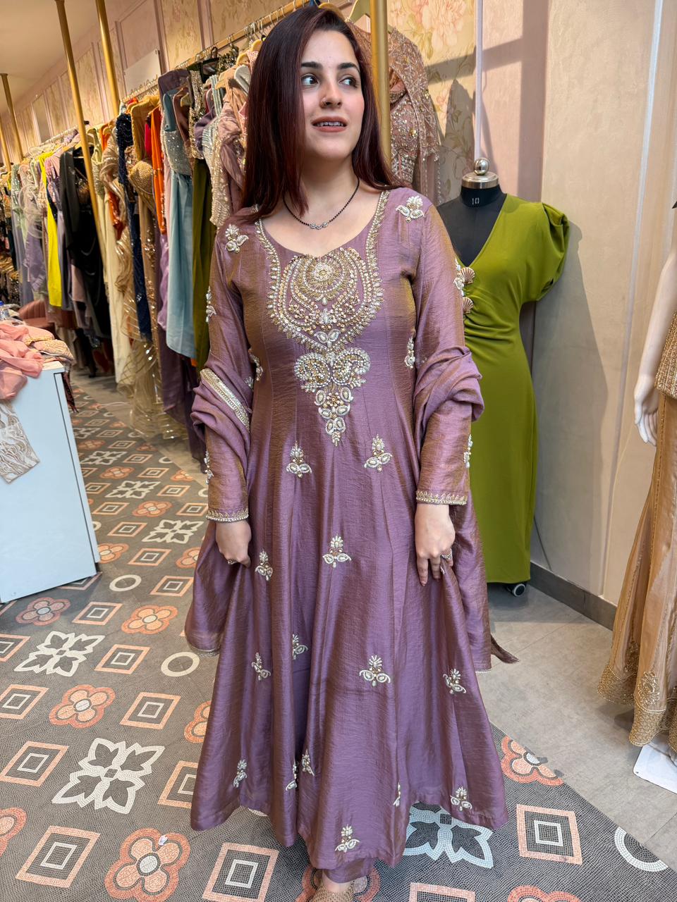 Rosewood  Embroidered Anarkali Set