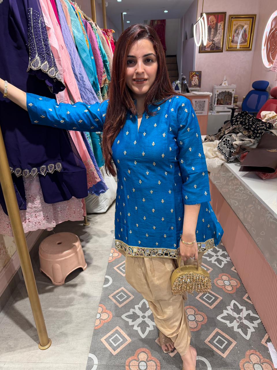 Arz Mirror Hem Kurta Dhoti Set