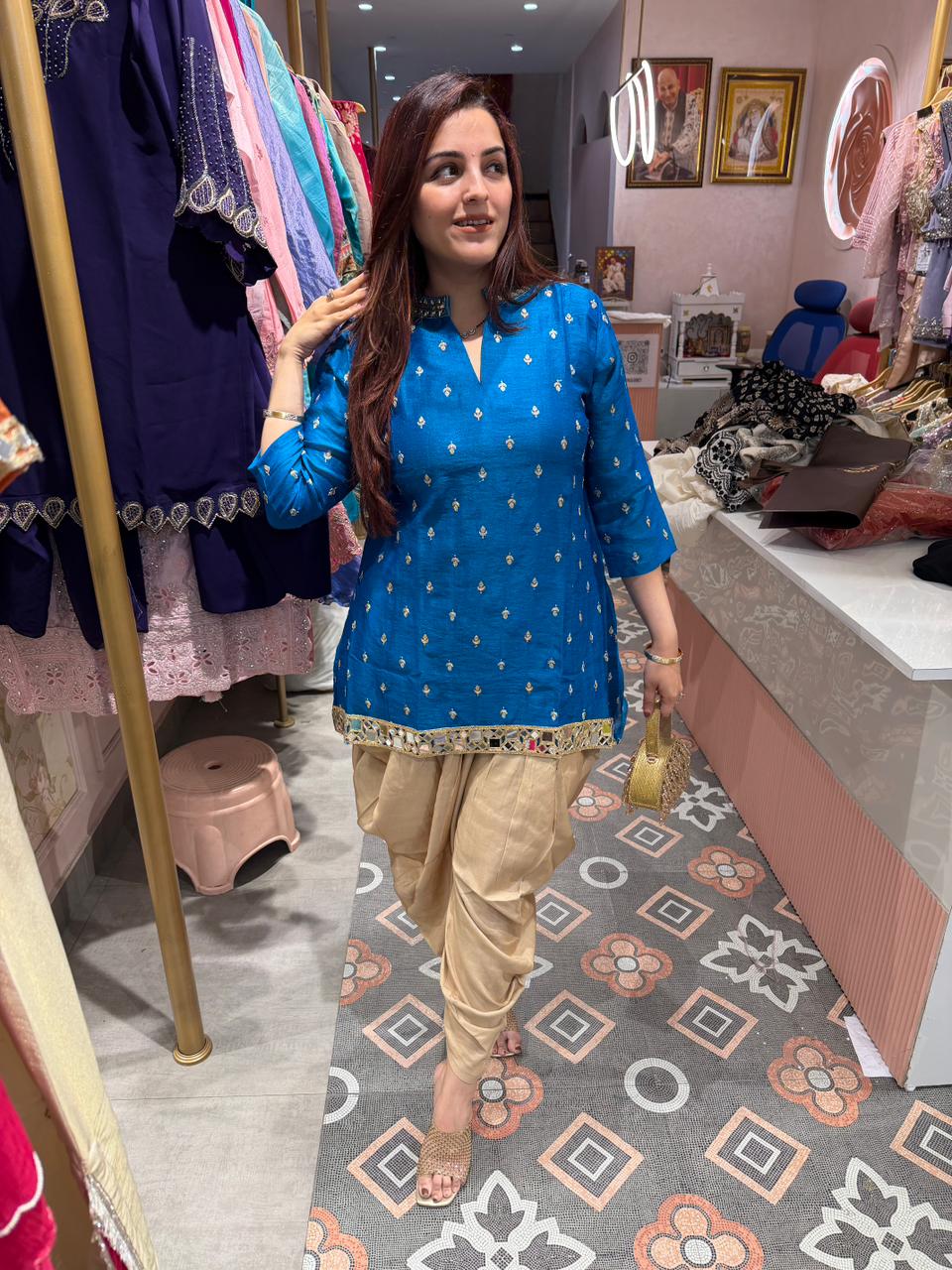 Arz Mirror Hem Kurta Dhoti Set