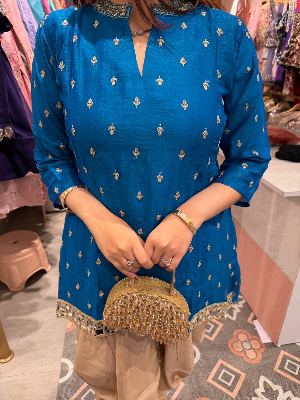 Arz Mirror Hem Kurta Dhoti Set