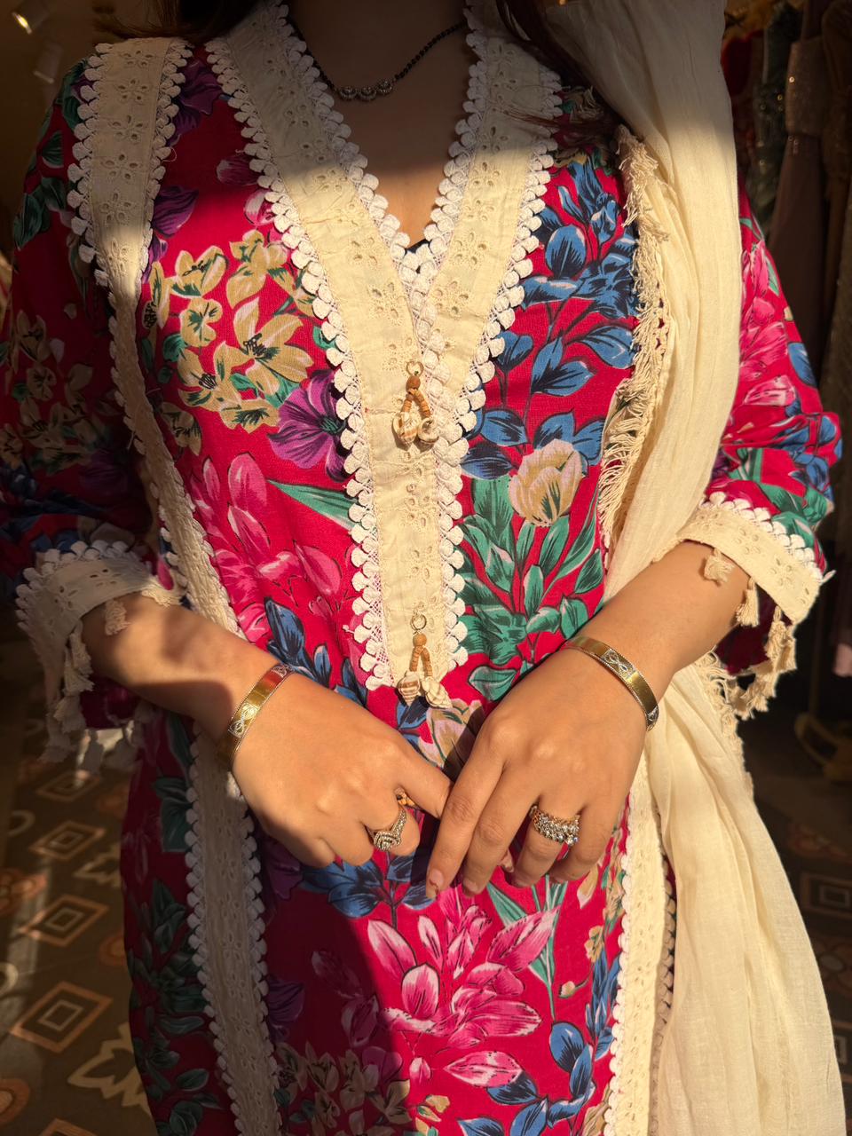 Gulnaar Crimson Charm Suit Set