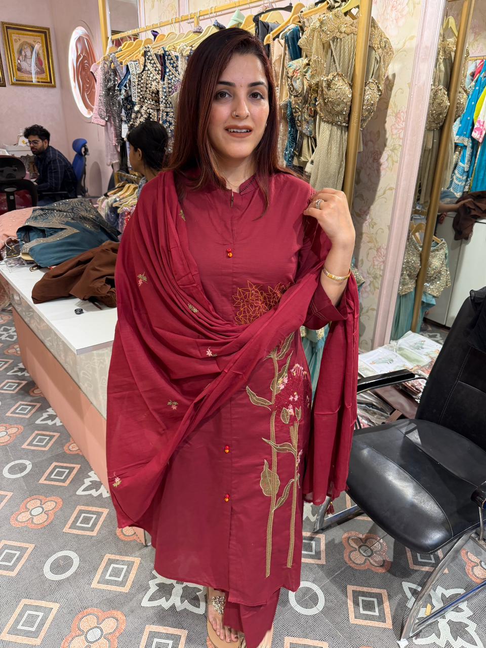 Crimson Bloom Suit Set