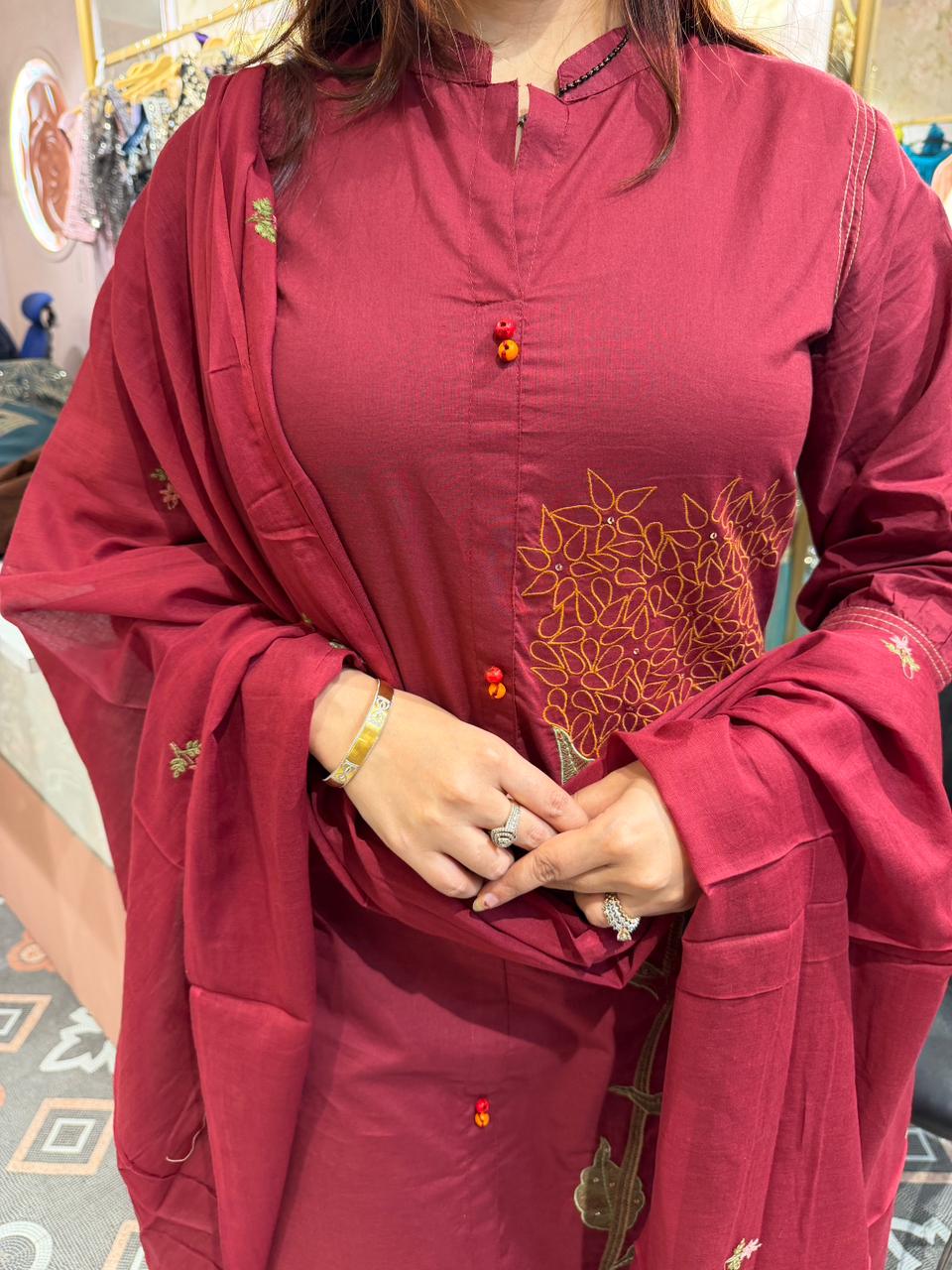 Crimson Bloom Suit Set