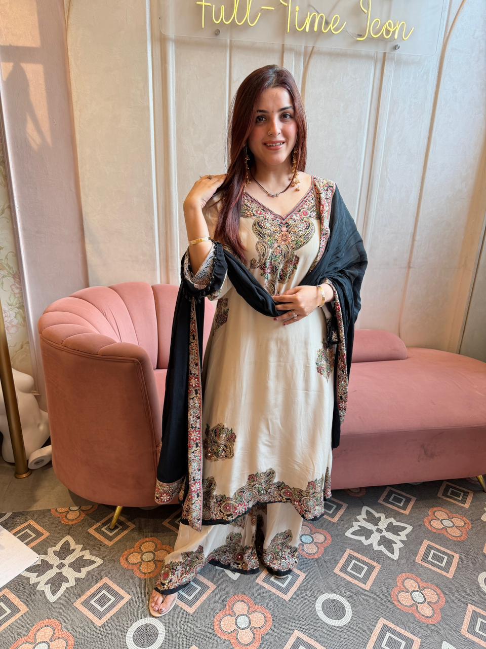 Somiya  Embroidered Palazzo Set
