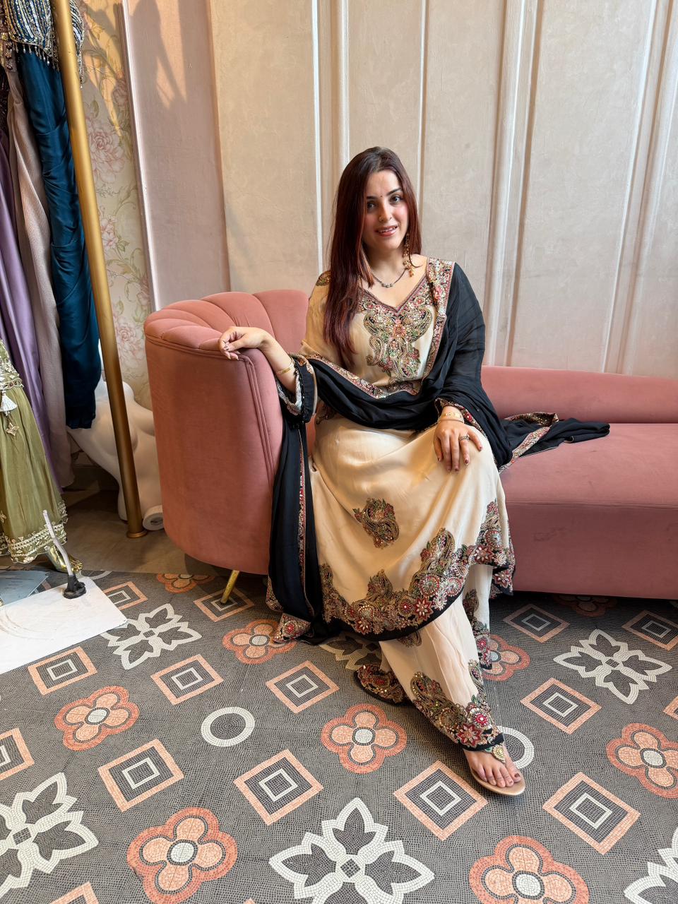 Somiya  Embroidered Palazzo Set