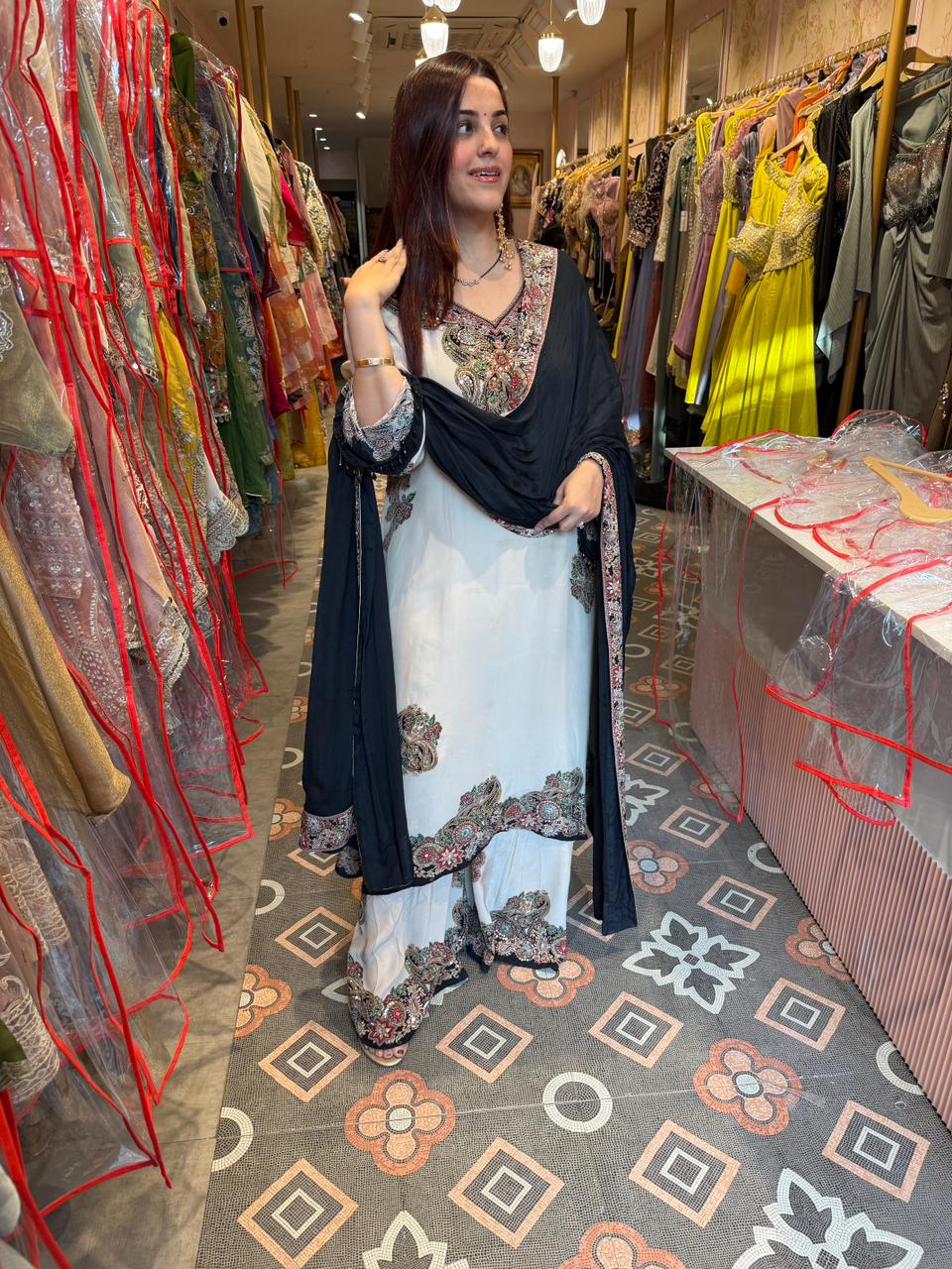 Somiya  Embroidered Palazzo Set