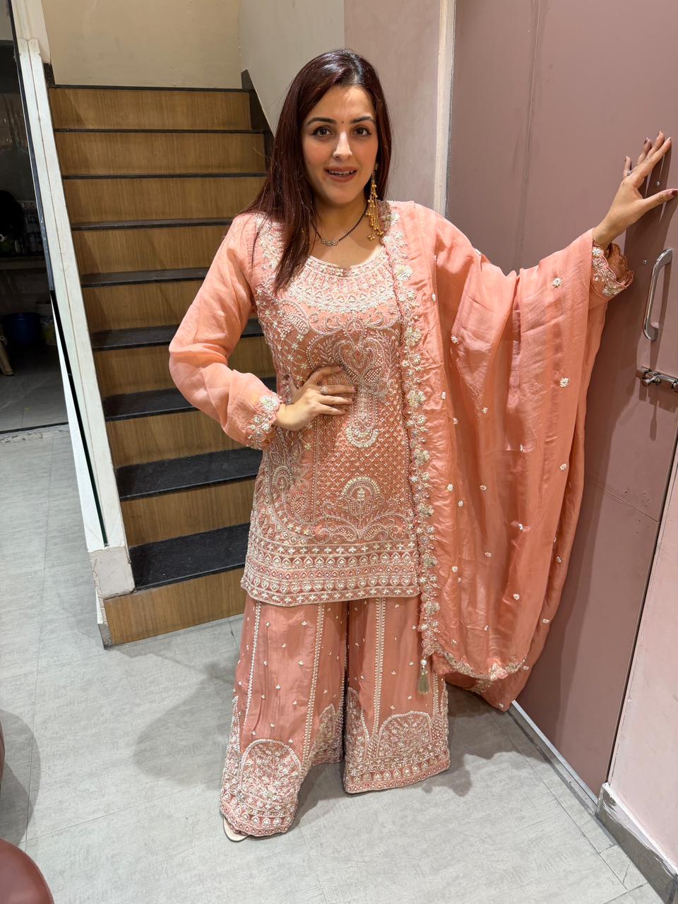 Soha Hand-Embroidered Sharara Set