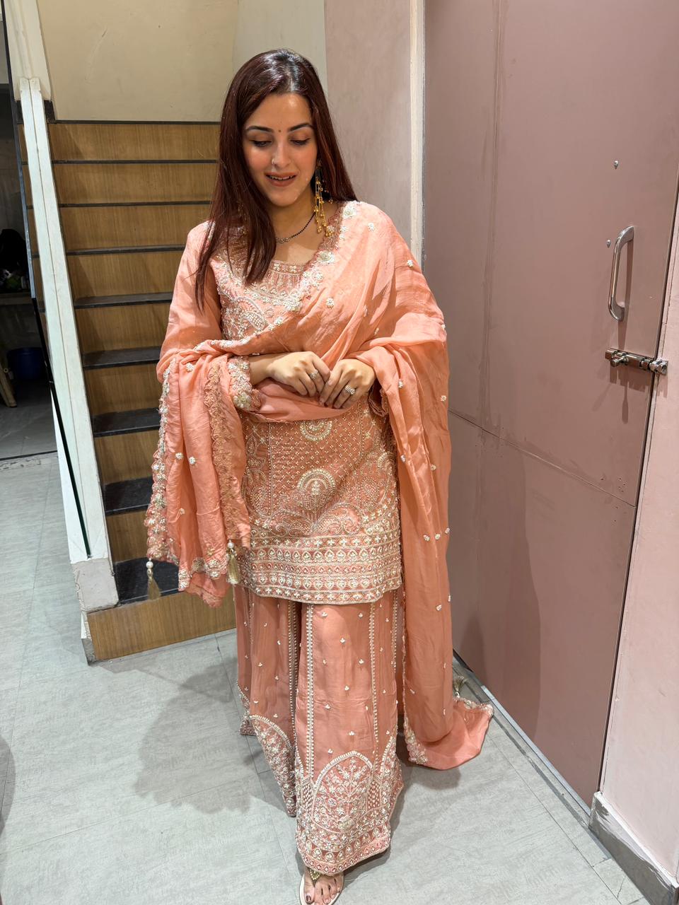 Soha Hand-Embroidered Sharara Set