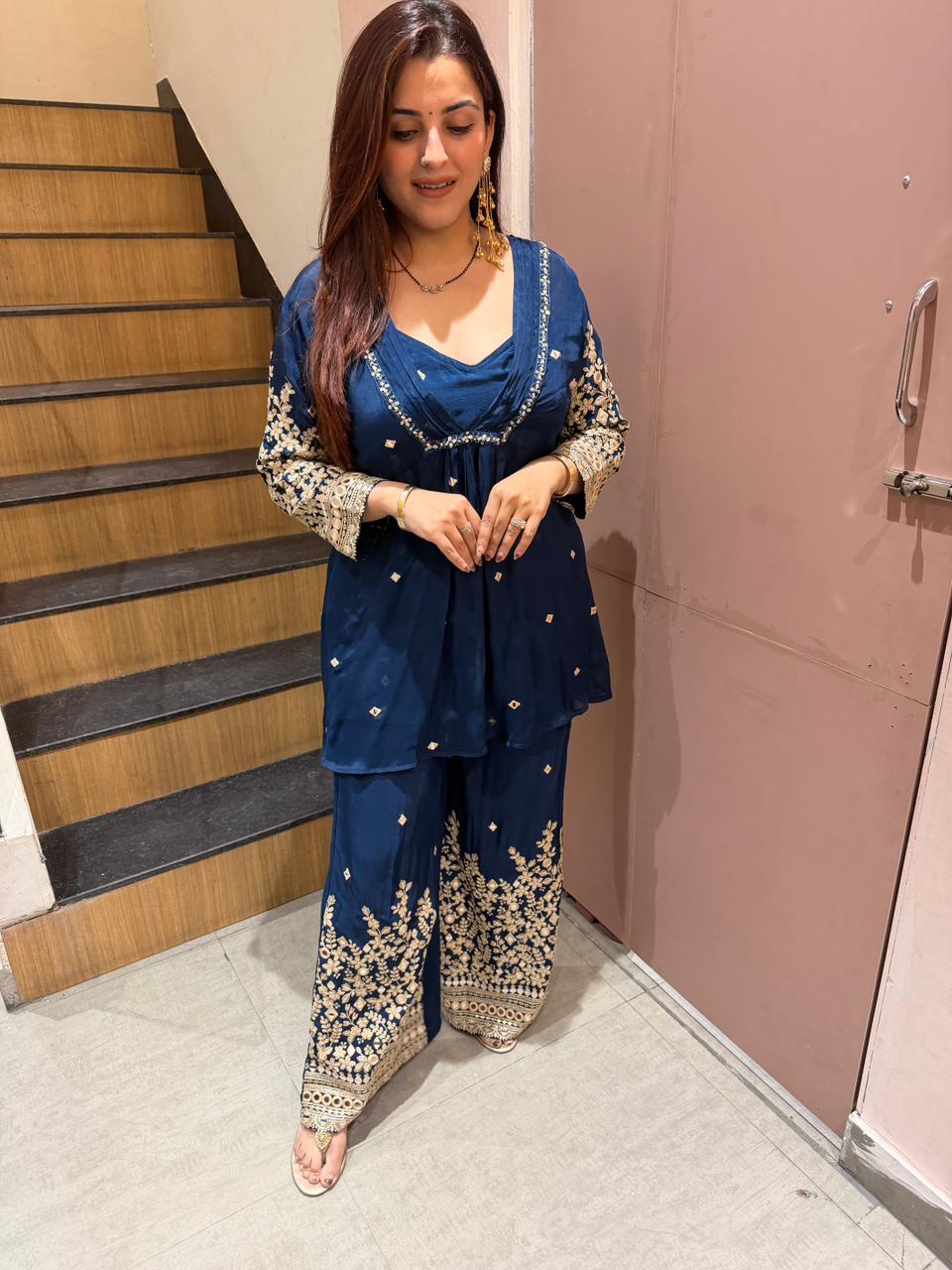 Zoya Embroidered Sharara Set