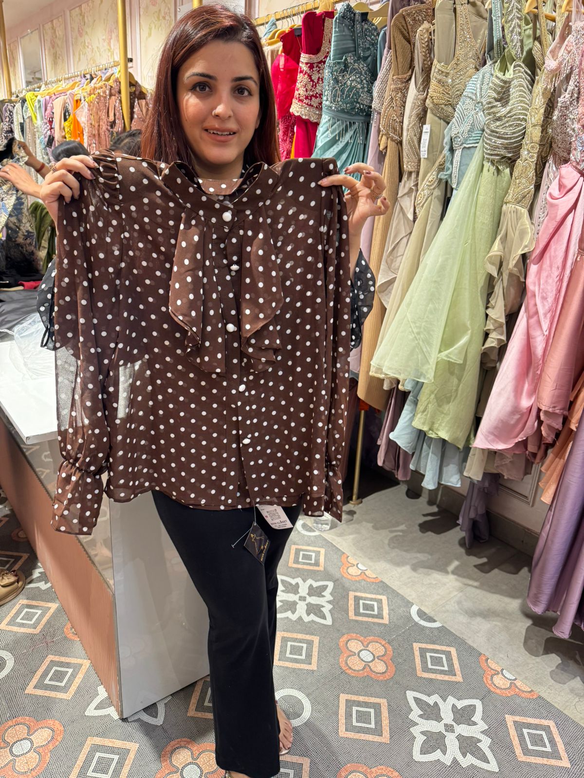 Parisian Polka Ruffle Shirt