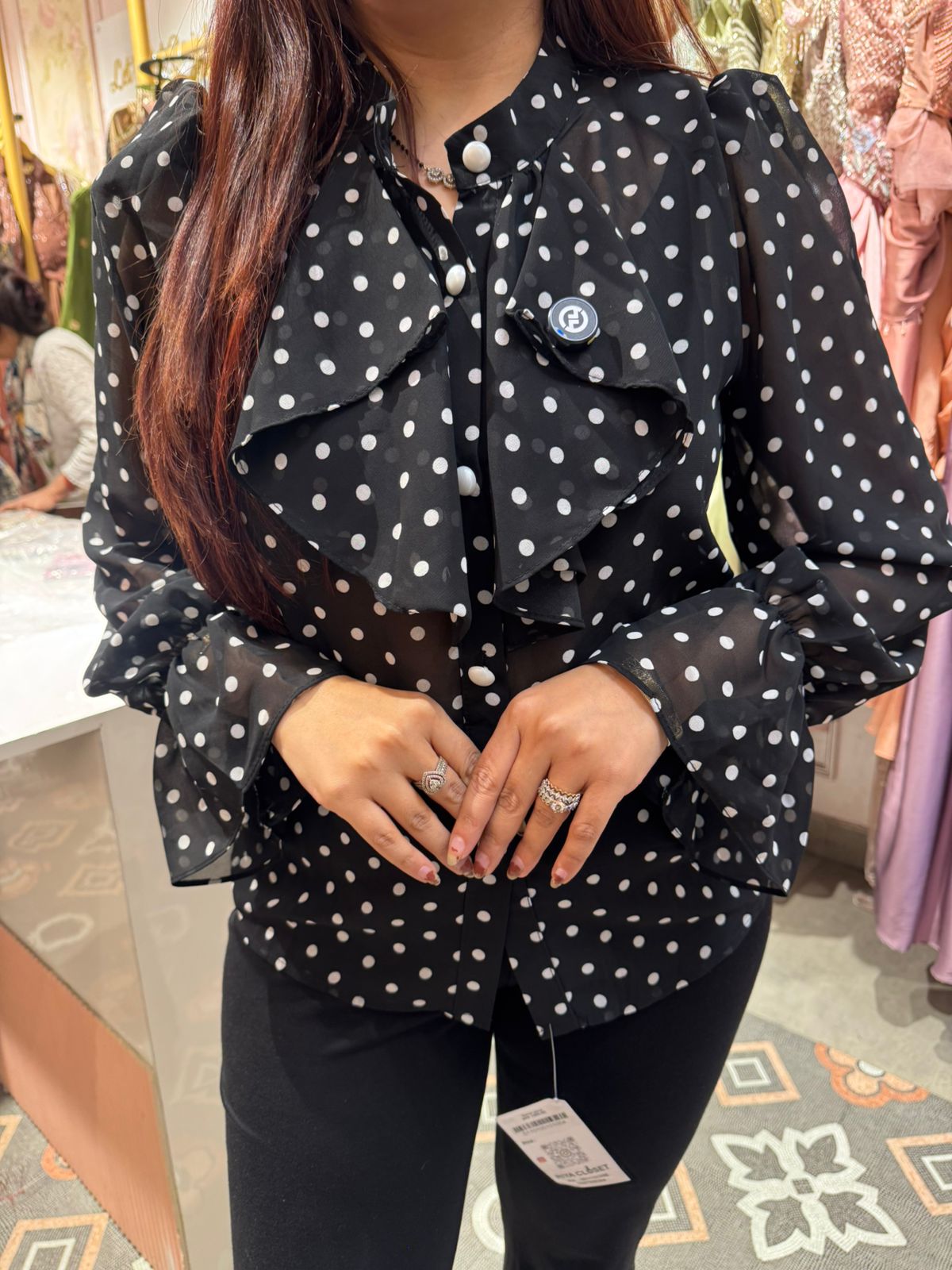 Parisian Polka Ruffle Shirt