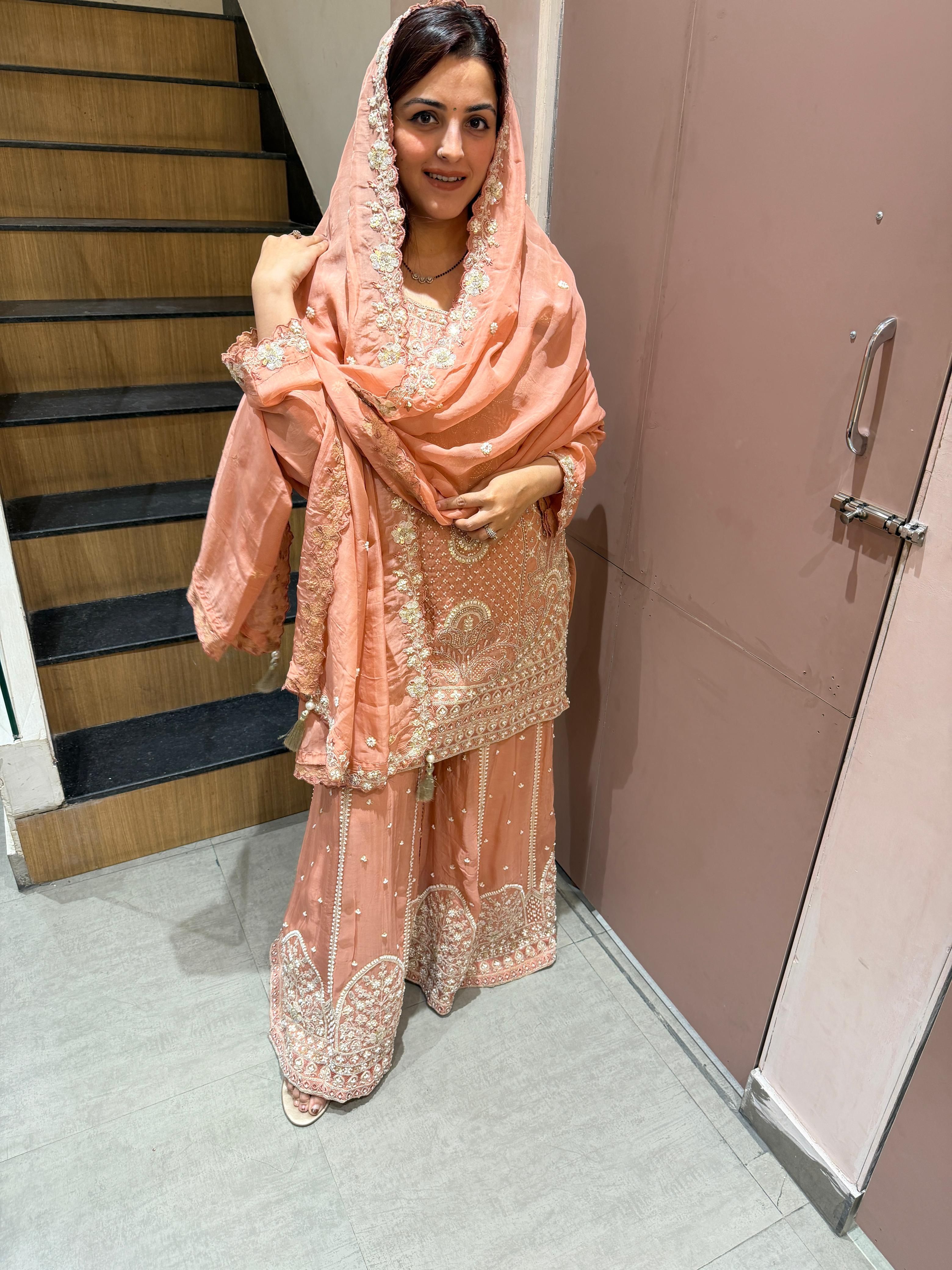 Soha Hand-Embroidered Sharara Set