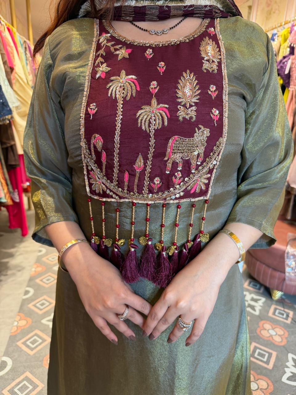 Tansi  Royale Tassel Embroidered Suit Set