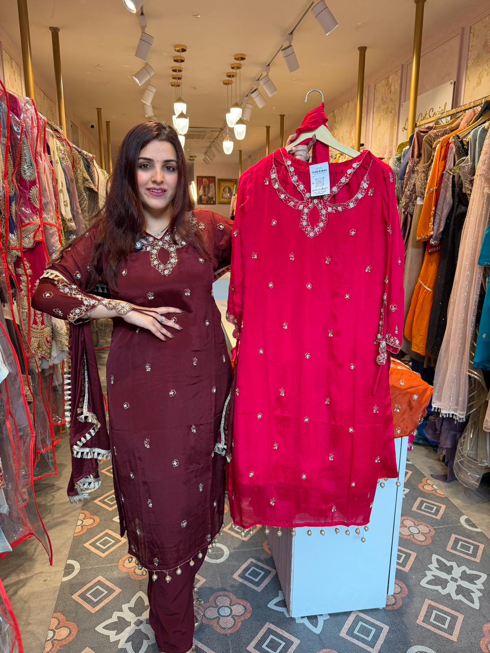 Manu Royal Sapphire Embellished Suit Set