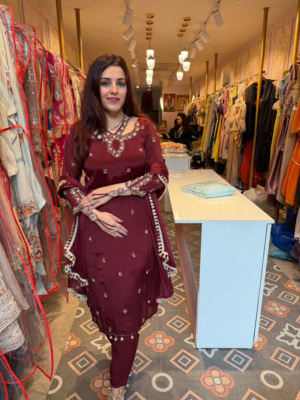 Manu Royal Sapphire Embellished Suit Set