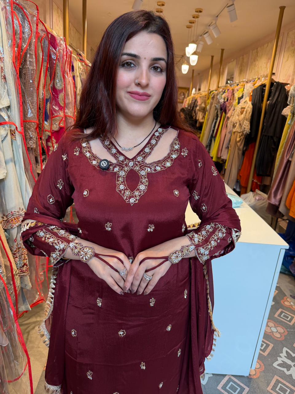 Manu Royal Sapphire Embellished Suit Set