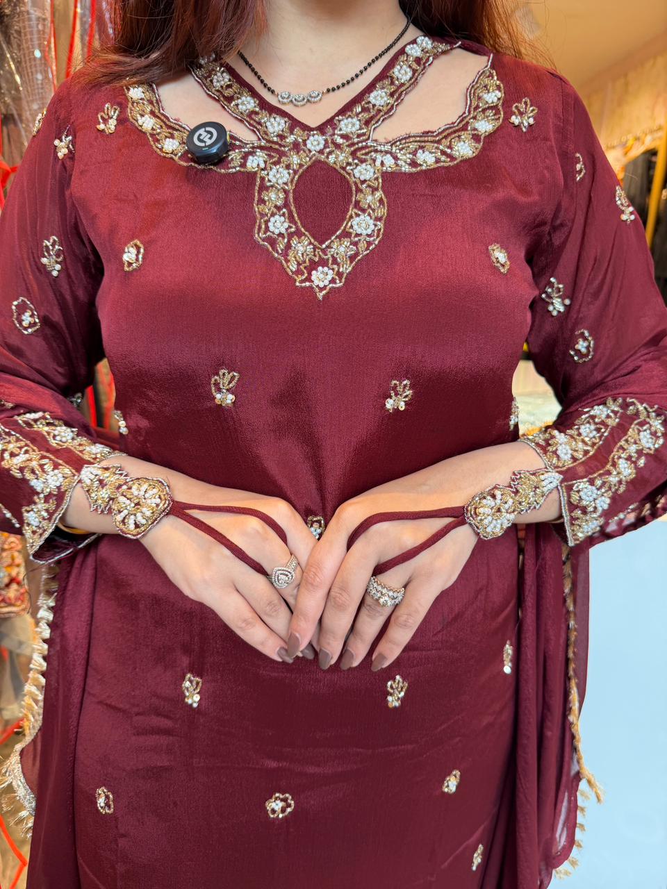 Manu Royal Sapphire Embellished Suit Set