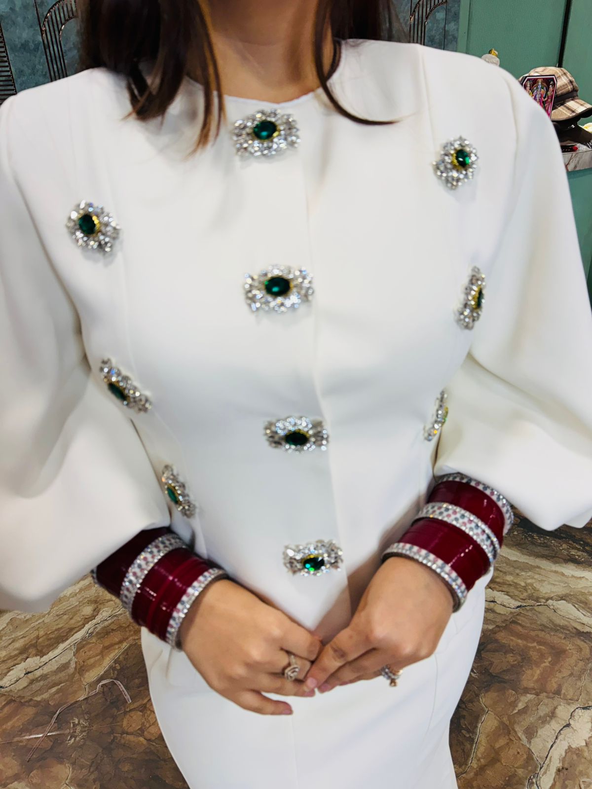 Emerald Crown skirt blazer set