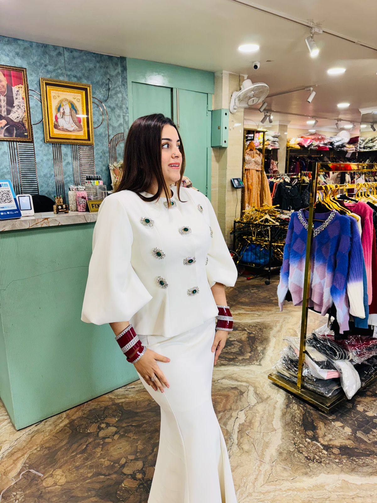 Emerald Crown skirt blazer set