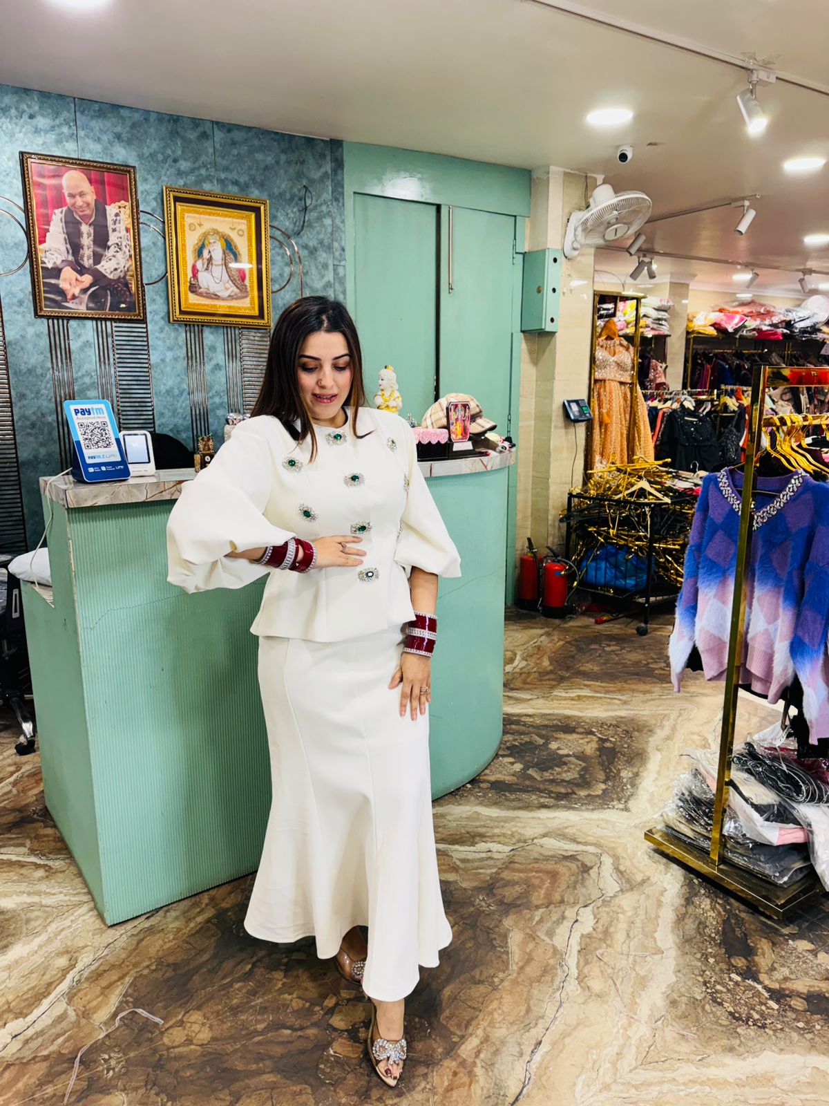 Emerald Crown skirt blazer set