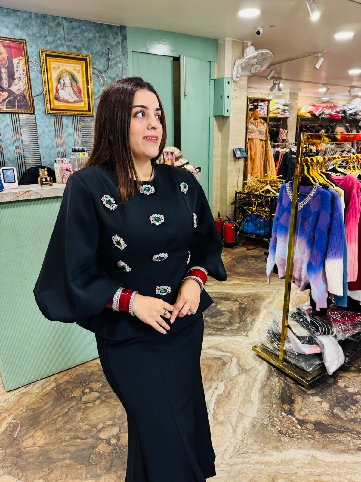 Emerald Crown skirt blazer set