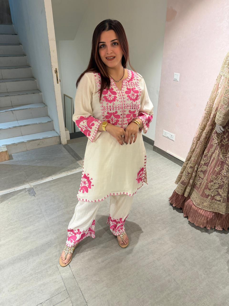 Rosy embroidery Suit Set