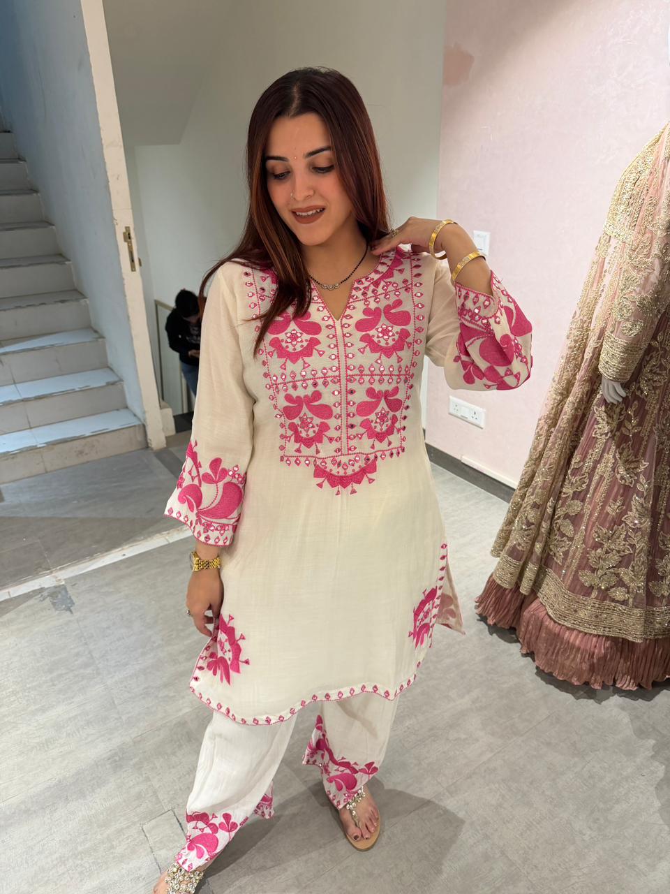 Rosy embroidery Suit Set