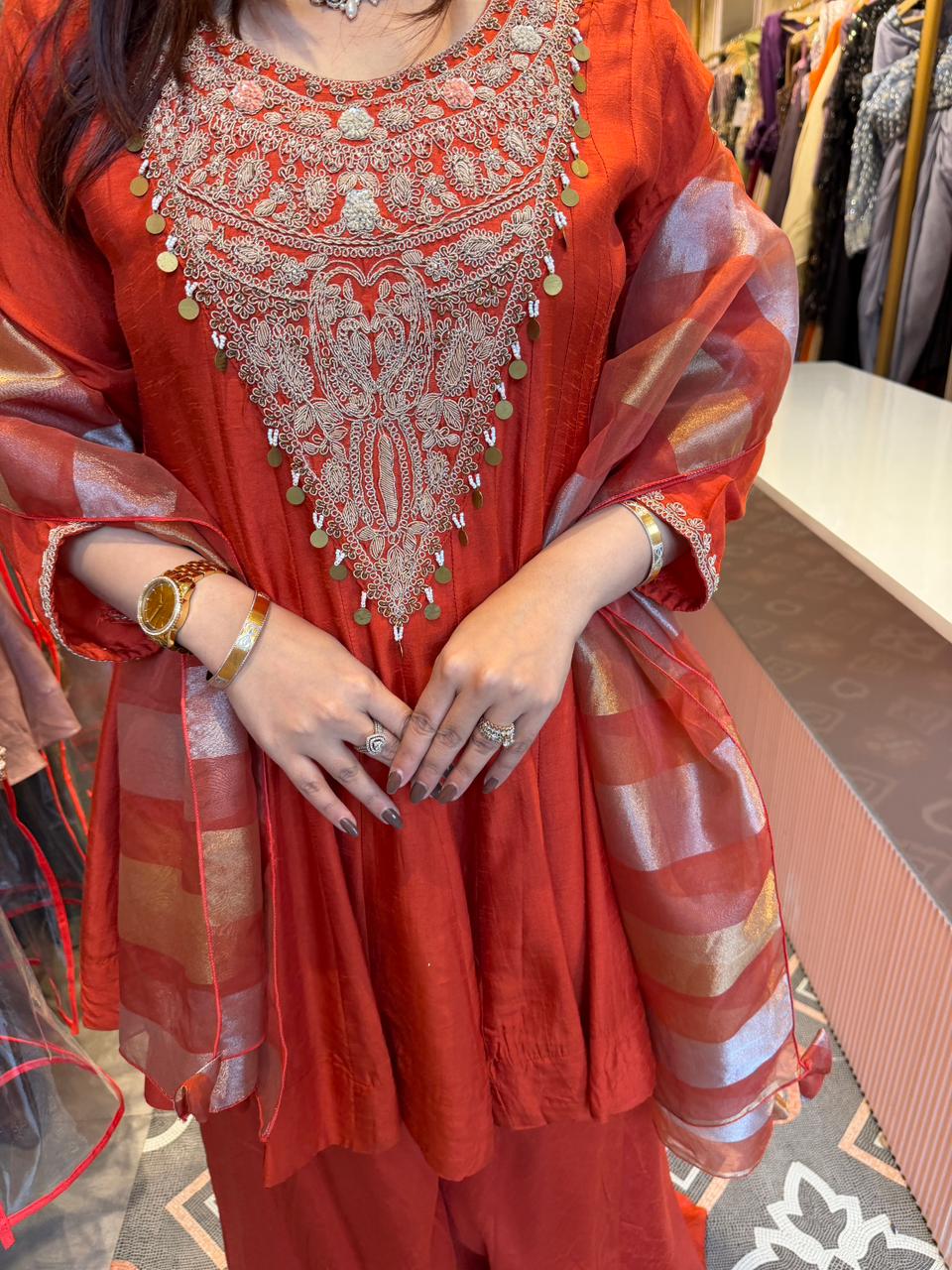 Sindoor Embroidered Sharara Set