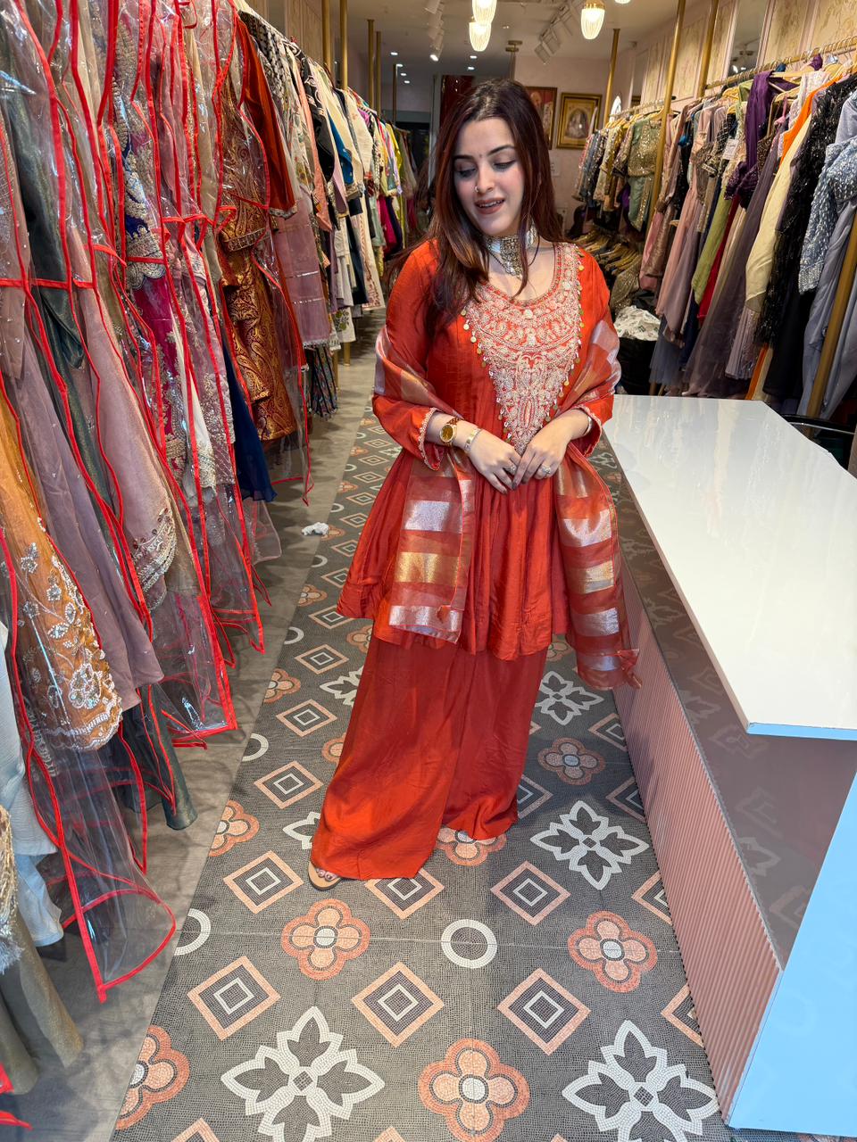 Sindoor Embroidered Sharara Set