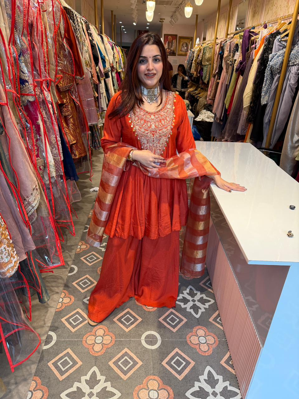 Sindoor Embroidered Sharara Set