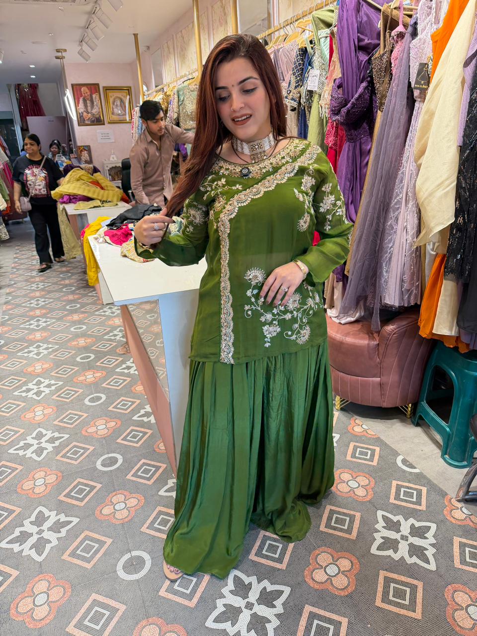 Sanaya  Embroidered Kurti with Divider Set