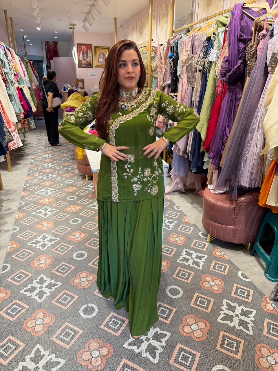Sanaya  Embroidered Kurti with Divider Set
