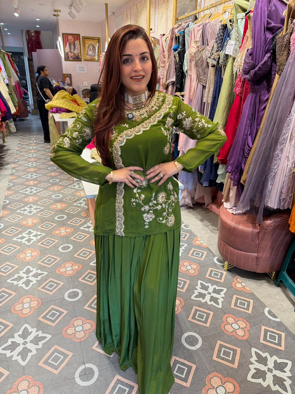 Sanaya  Embroidered Kurti with Divider Set